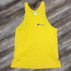 CHAMPION VINTAGE 80s YELLOW SPELLOUT TANK TOP XL